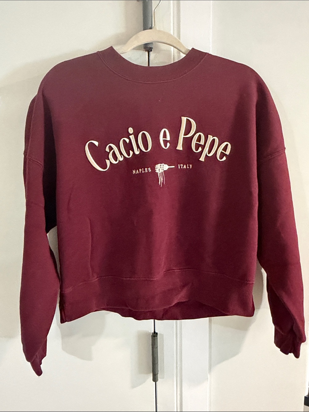Abercrombie & Fitch Maroon Crewneck with Cream Logo